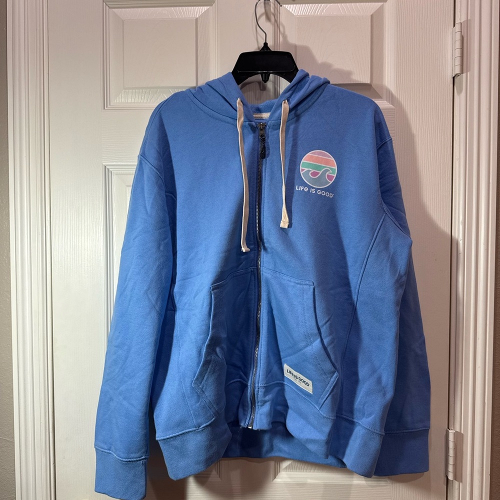 Life Is Good Light Blue Zip-Up Hoodie